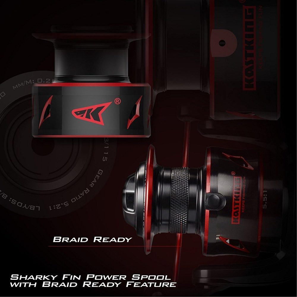 KastKing Sharky Baitfeeder III Spinning Reel 10+1 Shielded Stainless Steel BB - Carbon Fiber Drag for Live Liner Bait Fishing Action - Image 5